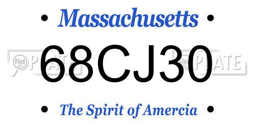 68CJ30 Massachusetts License Plate