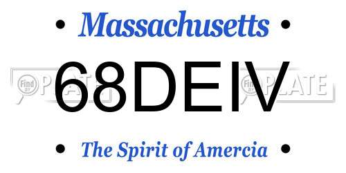 68DEIV Massachusetts License Plate