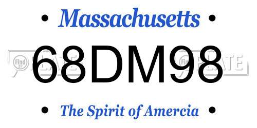 68DM98 Massachusetts License Plate