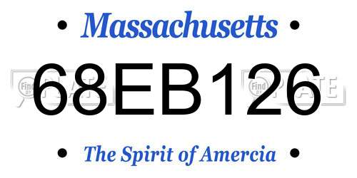 68EB126 Massachusetts License Plate