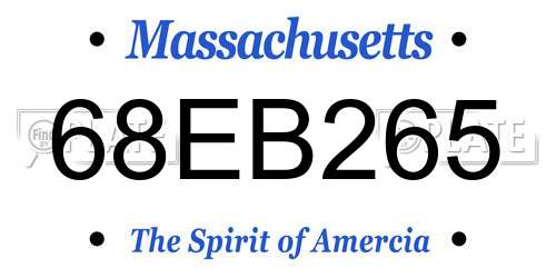 68EB265 Massachusetts License Plate