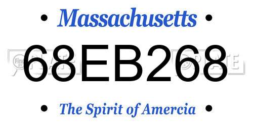 68EB268 Massachusetts License Plate