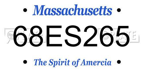 68ES265 Massachusetts License Plate