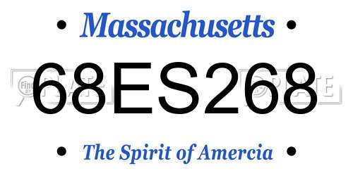 68ES268 Massachusetts License Plate