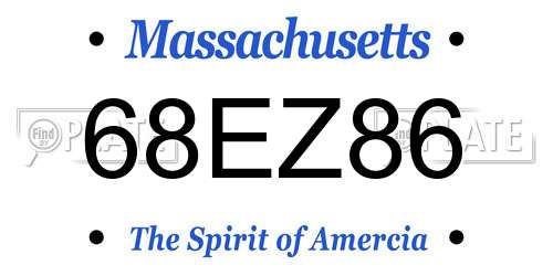 68EZ86 Massachusetts License Plate