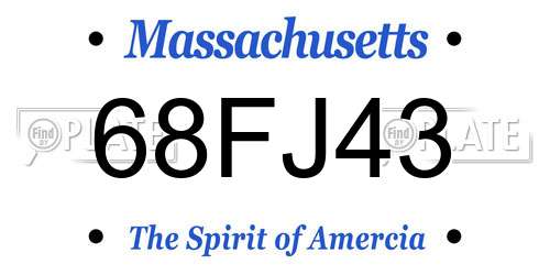 68FJ43 Massachusetts License Plate