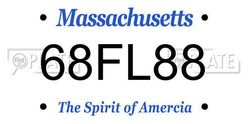 68FL88 Massachusetts License Plate