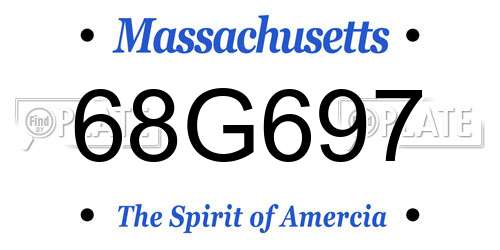 68G697 Massachusetts License Plate