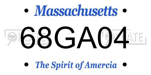 68GA04 Massachusetts License Plate