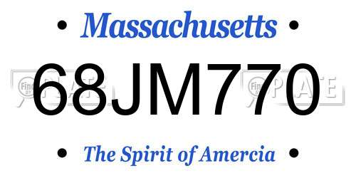 68JM770 Massachusetts License Plate