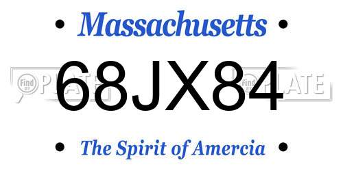 68JX84 Massachusetts License Plate