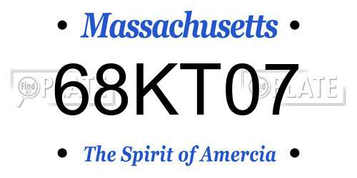 68KT07 Massachusetts License Plate