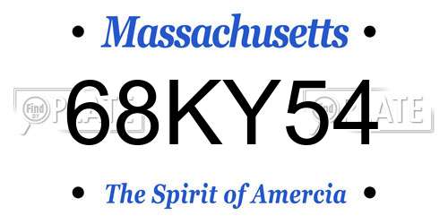 68KY54 Massachusetts License Plate