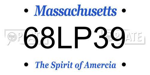 68LP39 Massachusetts License Plate