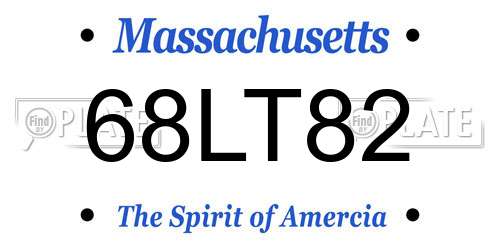 68LT82 Massachusetts License Plate