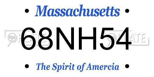 68NH54 Massachusetts License Plate