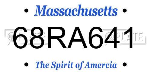 68RA641 Massachusetts License Plate