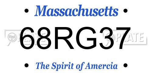 68RG37 Massachusetts License Plate