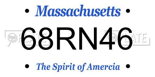 68RN46 Massachusetts License Plate