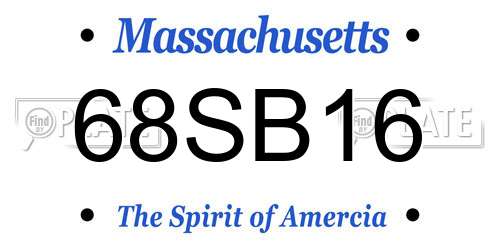 68SB16 Massachusetts License Plate