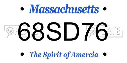 68SD76 Massachusetts License Plate