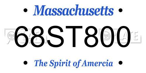 68ST800 Massachusetts License Plate
