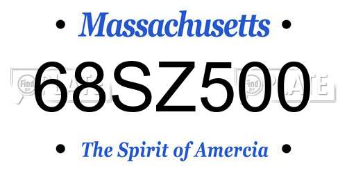 68SZ500 Massachusetts License Plate