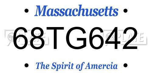 68TG642 Massachusetts License Plate