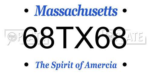 68TX68 Massachusetts License Plate