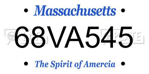68VA545 Massachusetts License Plate
