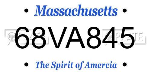 68VA845 Massachusetts License Plate