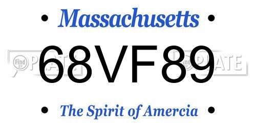 68VF89 Massachusetts License Plate