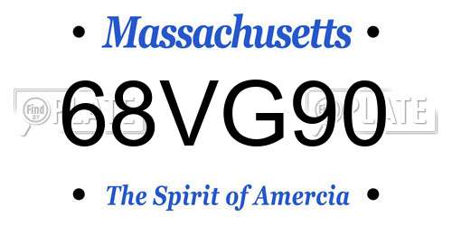 68VG90 Massachusetts License Plate