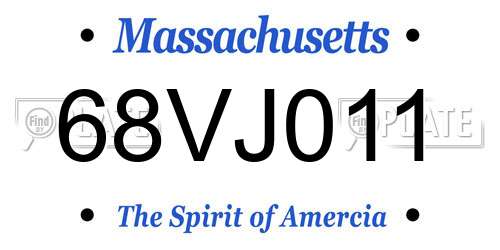 68VJ011 Massachusetts License Plate