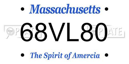 68VL80 Massachusetts License Plate