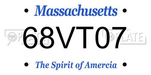 68VT07 Massachusetts License Plate