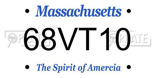 68VT10 Massachusetts License Plate