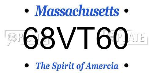 68VT60 Massachusetts License Plate
