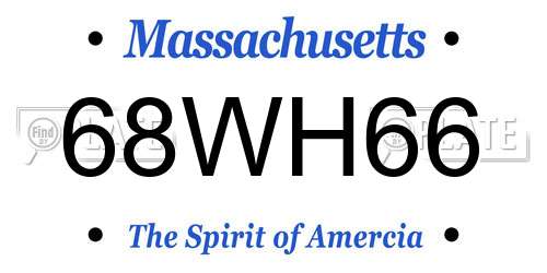 68WH66 Massachusetts License Plate