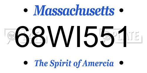 68WI551 Massachusetts License Plate