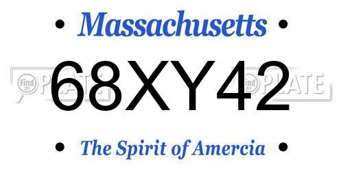 68XY42 Massachusetts License Plate