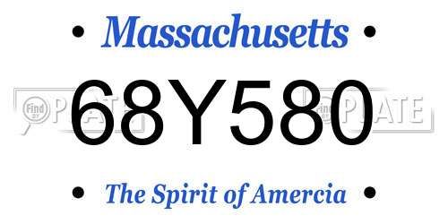 68Y580 Massachusetts License Plate