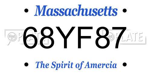 68YF87 Massachusetts License Plate