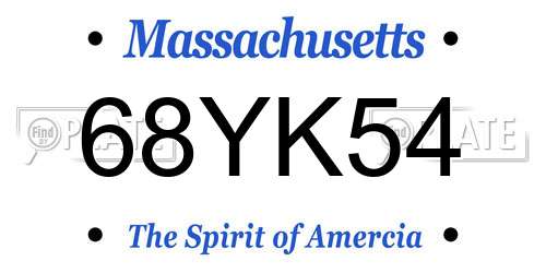 68YK54 Massachusetts License Plate