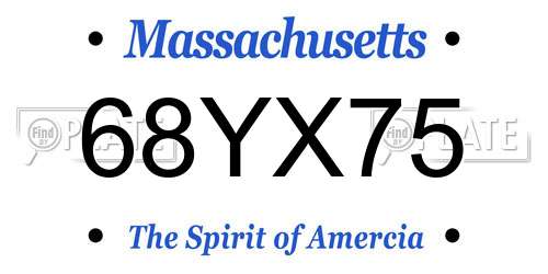 68YX75 Massachusetts License Plate