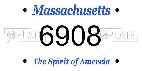 6908 Massachusetts License Plate