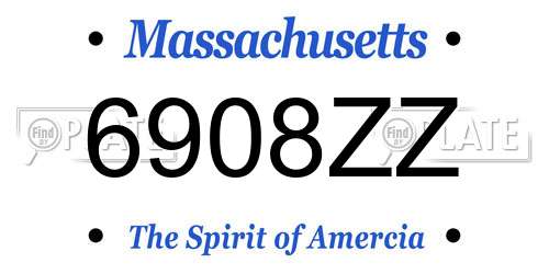 6908ZZ Massachusetts License Plate