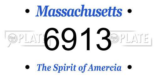 6913 Massachusetts License Plate