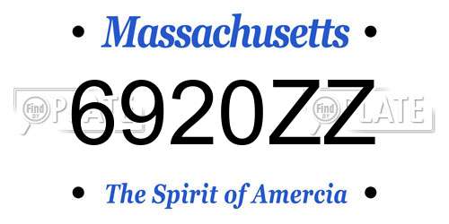 6920ZZ Massachusetts License Plate