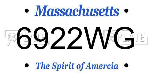 6922WG Massachusetts License Plate